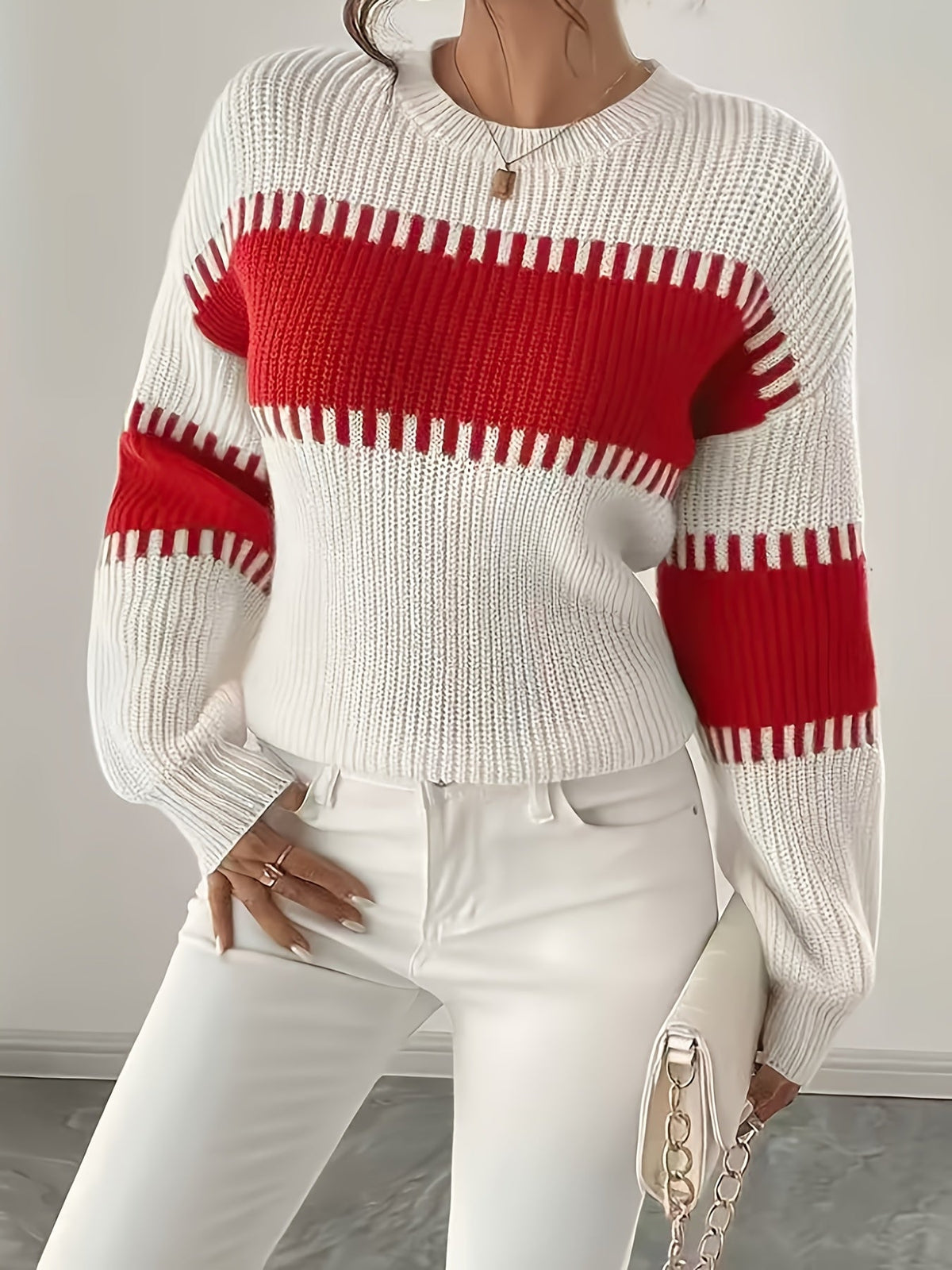 Women’s Colorblock Striped Sweater – Soft Casual Knit
