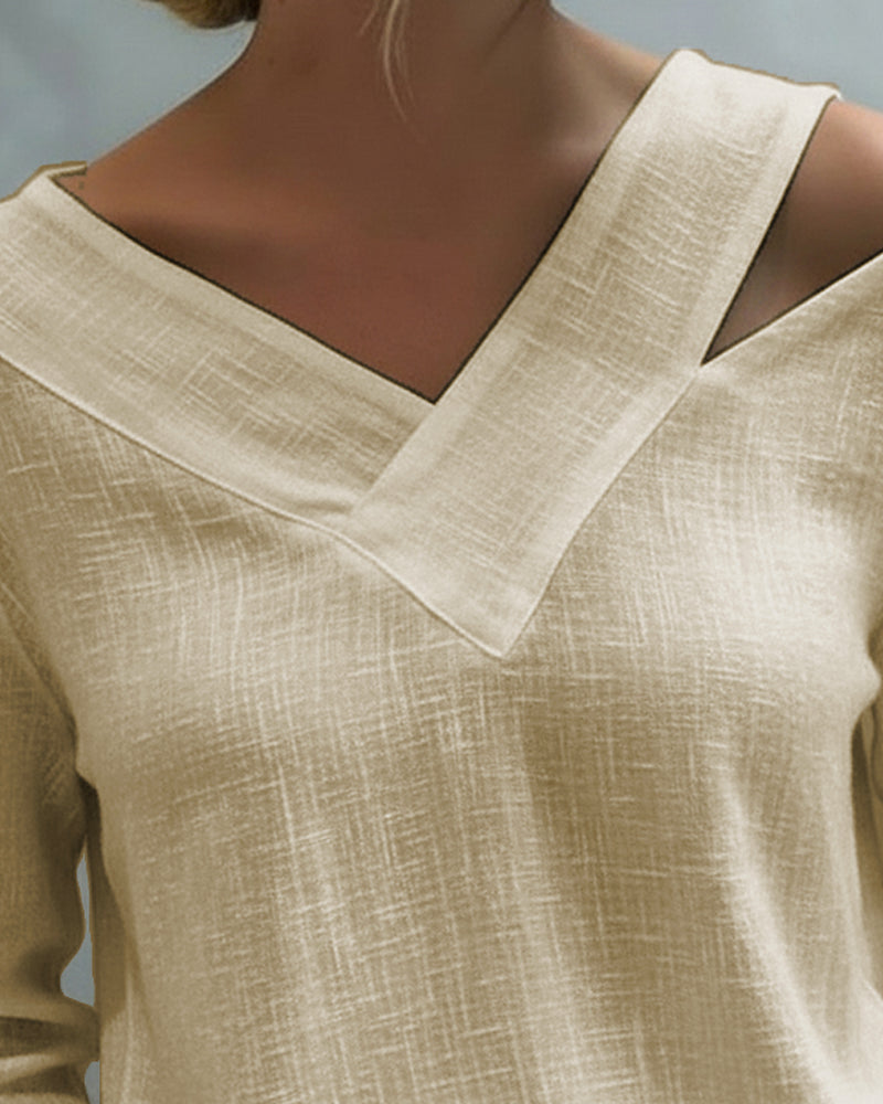 Melyra Women’s Elegant Top – Asymmetrical V-Neck Stylish Work Party Style