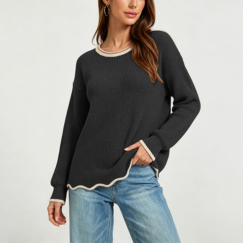 Women's Loose Fit Round Neck Knit Sweater - Soft Everyday Casual Layer