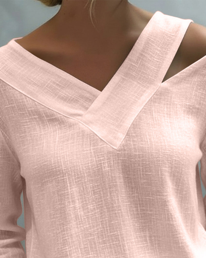 Melyra Women’s Elegant Top – Asymmetrical V-Neck Stylish Work Party Style