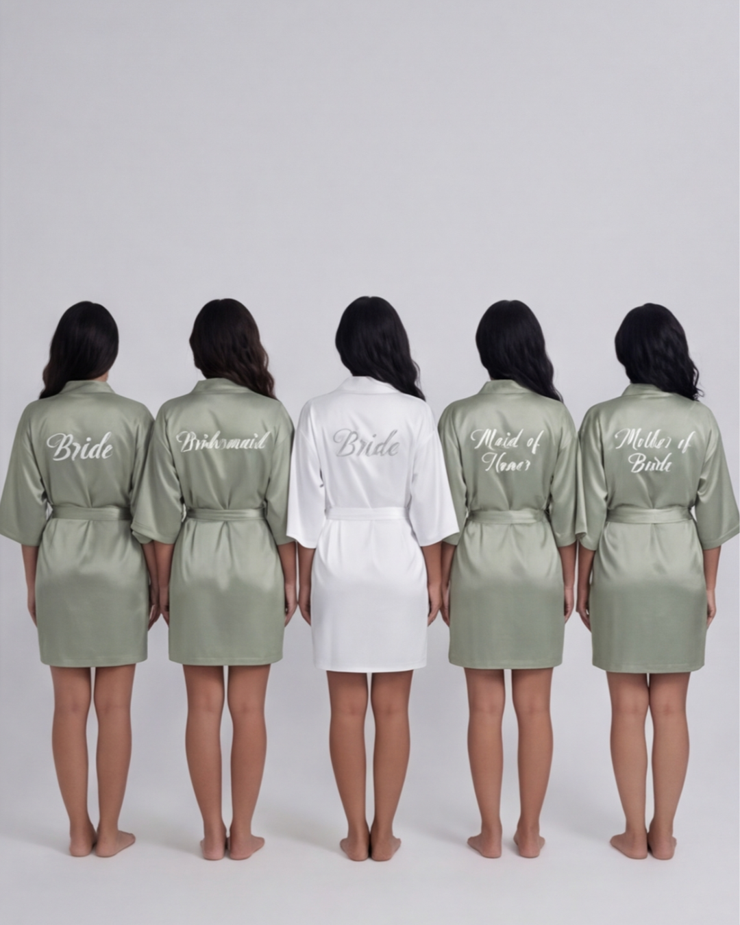 Women’s Satin Kimono Robe – Short Silk Sleepwear for Bride and Bridal Team