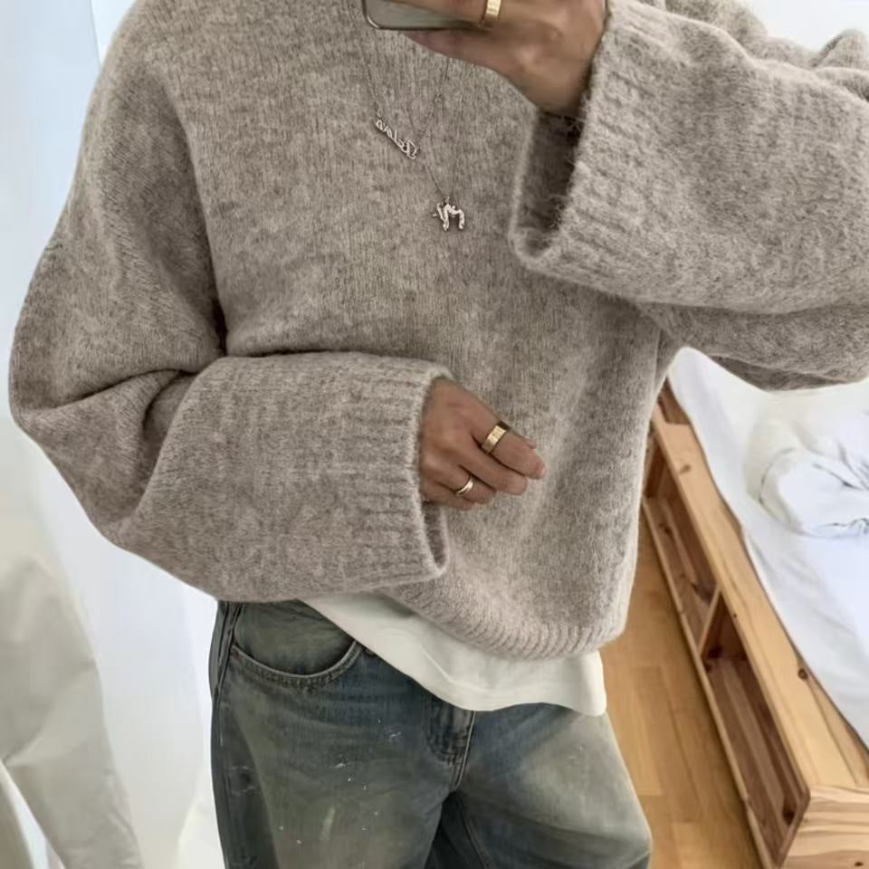 Women’s Solid Color Loose-Fit Knit Pullover – Cozy Casual Everyday Style