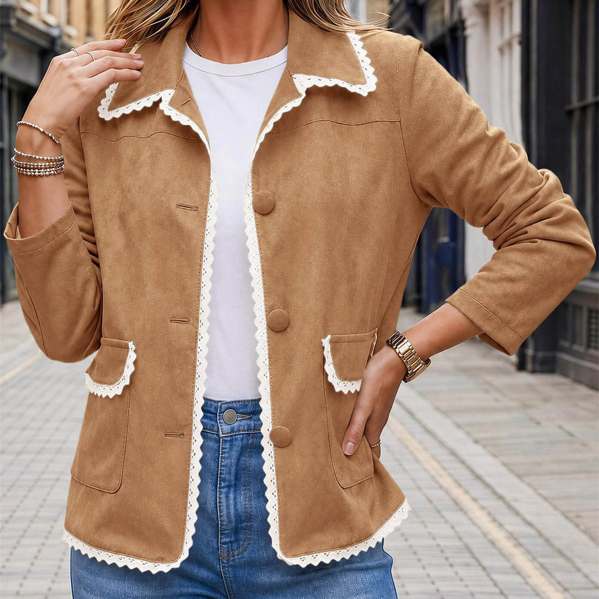 Retro Lapel Pocket Jacket - Classic and Practical
