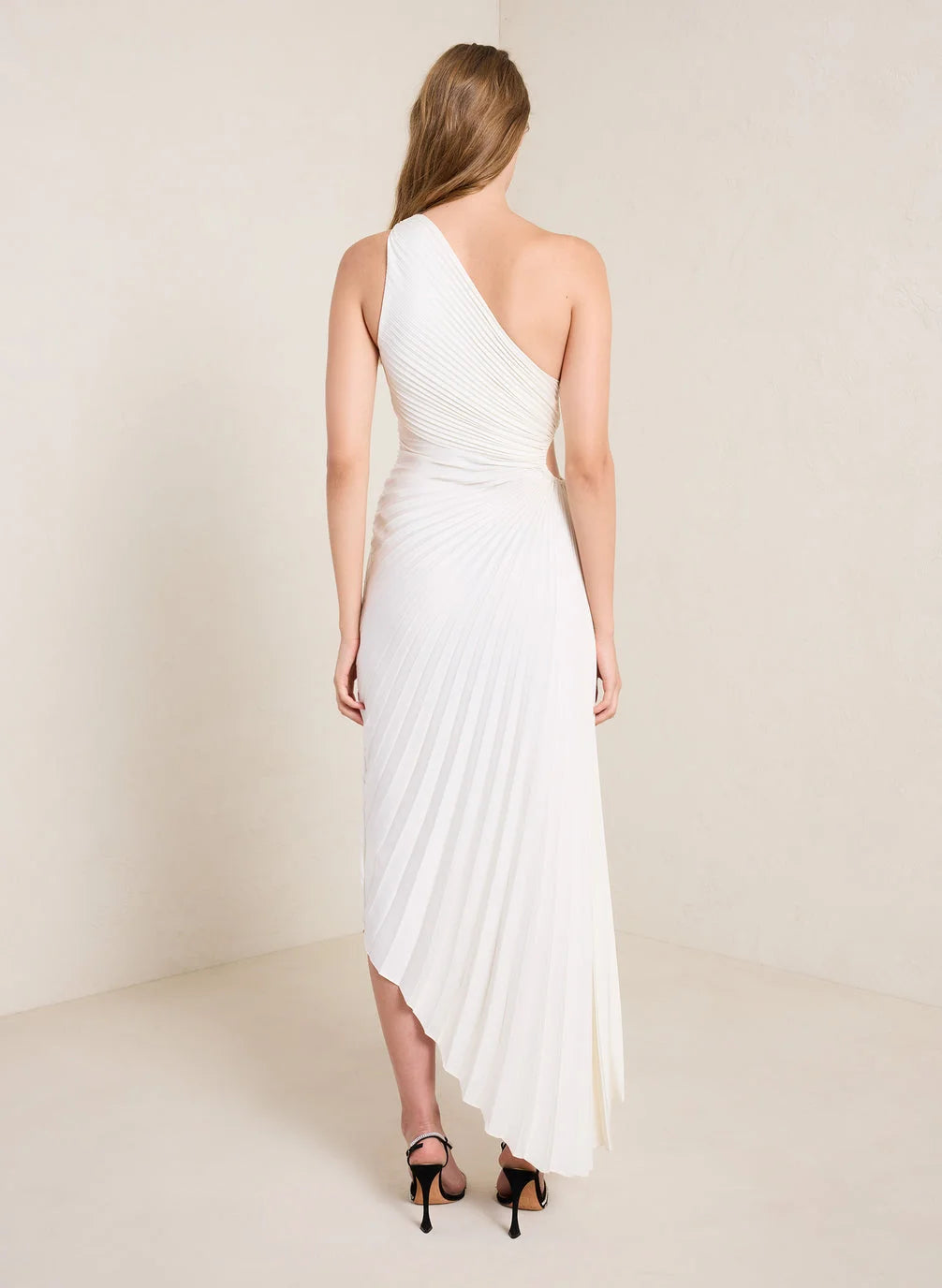 Women's One Shoulder Pleated Maxi Dress - Elegant Occasion Dress