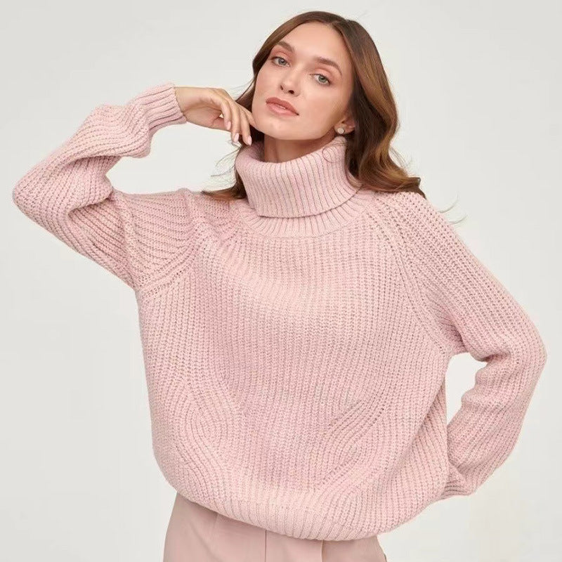 Women's Turtleneck Knit Sweater - Soft Mid Length Cozy Layer