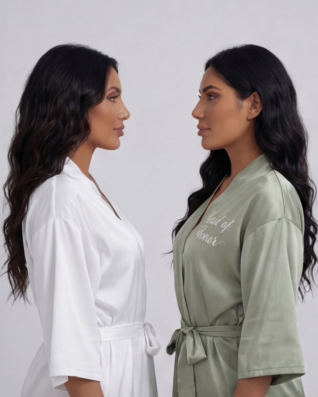 Women’s Satin Kimono Robe – Short Silk Sleepwear for Bride and Bridal Team