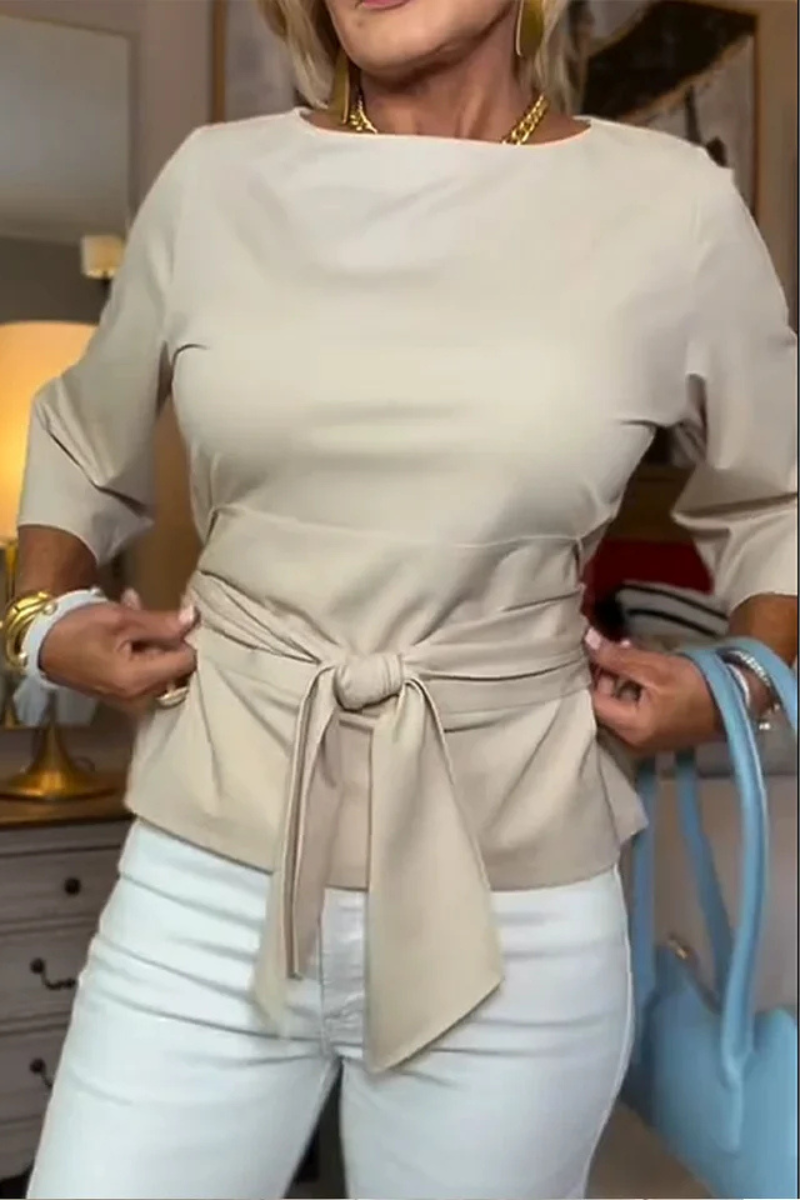 Women's Tie-Waist Top - Stylish Feminine Everyday Blouse