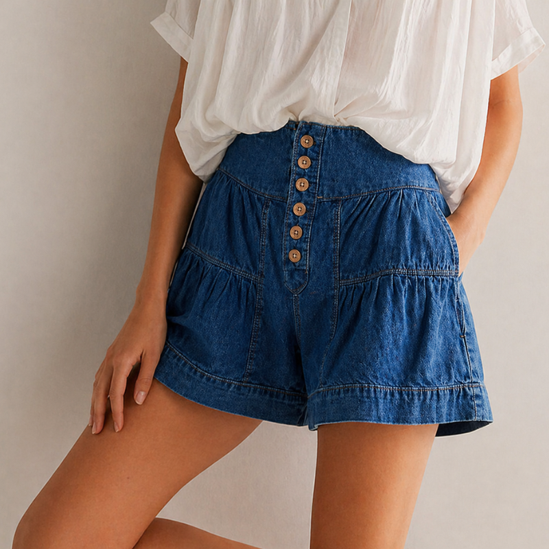 Women's Ruffle Shorts - High Waist Relaxed Summer Style