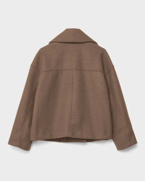 Women's Short Wool-Blend Double-Breasted Coat - Clean Modern Layer