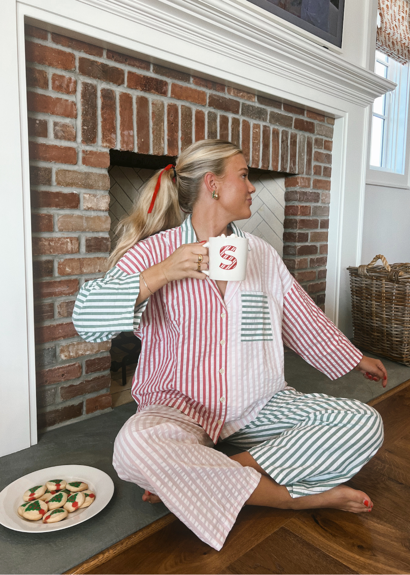 Gestreepte tweedelige pyjamaset voor dames – Meerkleurige, zachte katoenen nachtkleding