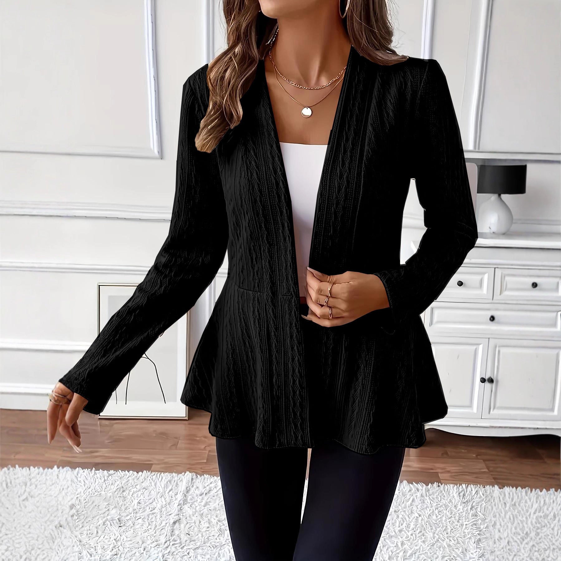 Women’s Solid Color One-Button Knit Cardigan – Cozy Elegant Everyday Layering Style