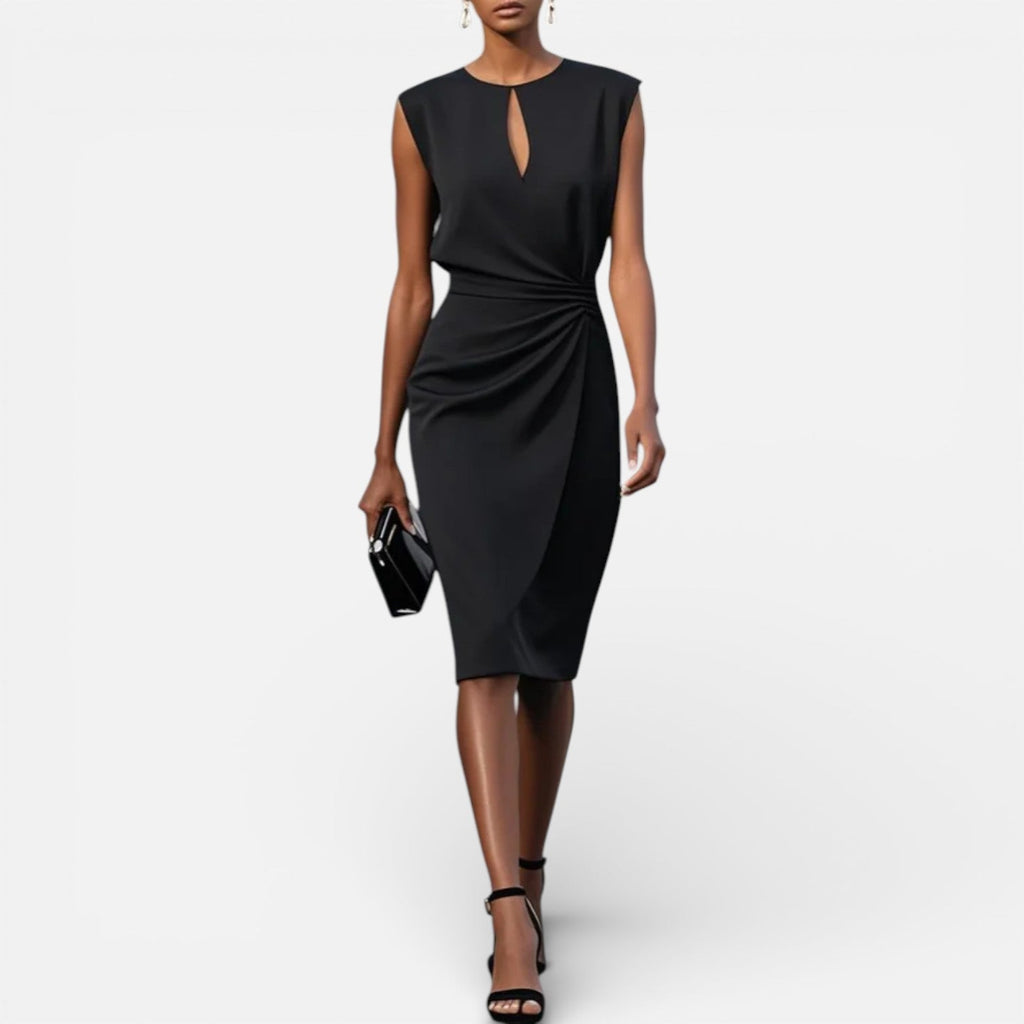 Women’s Classic Ruched Sheath Dress – Elegant Cap Sleeve Formal Dress