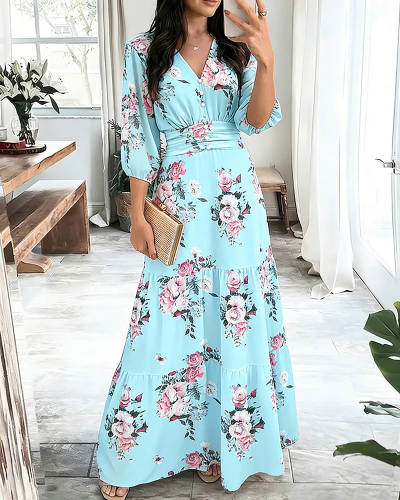 Women's Layered Ruffled Midi Dress – Elegant Feminine Occasion Style