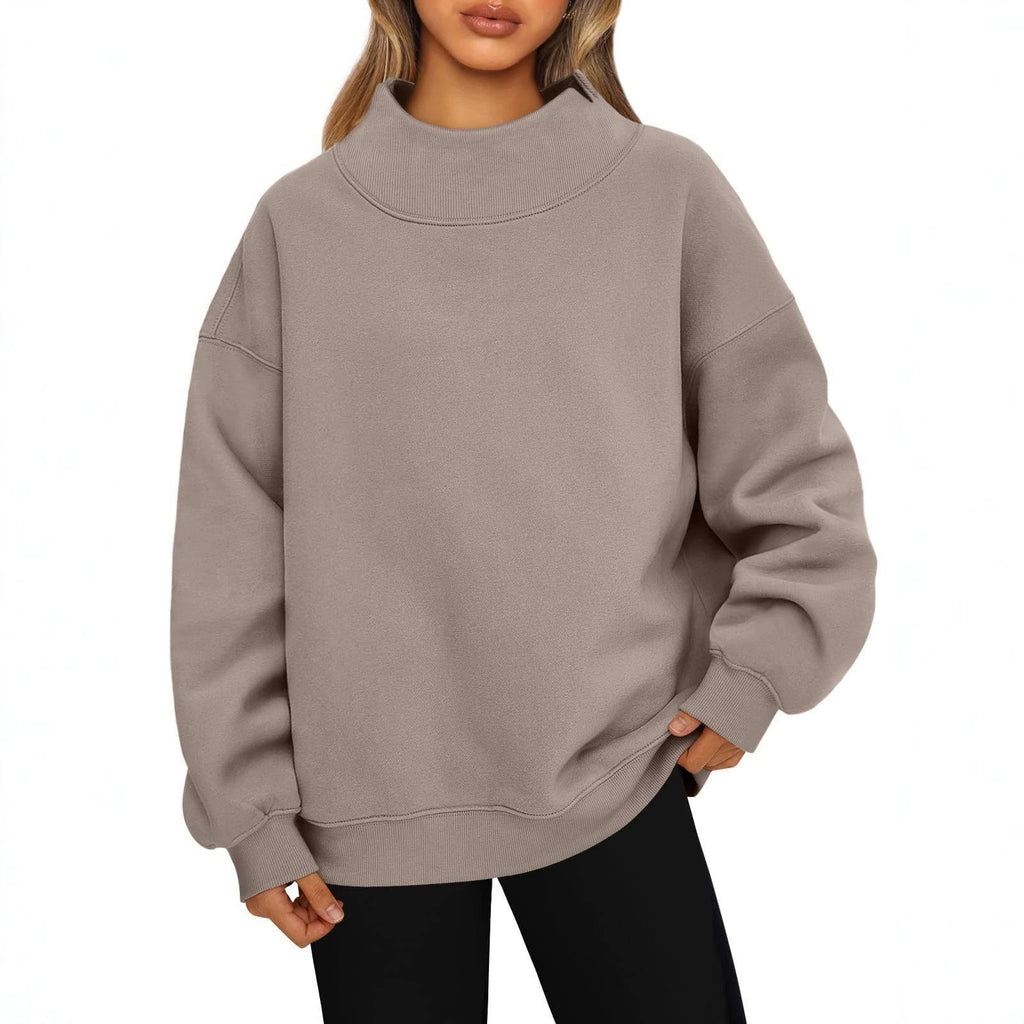 Women’s Relaxed-Fit Mock Neck Sweatshirt – Cozy Casual Pullover Style