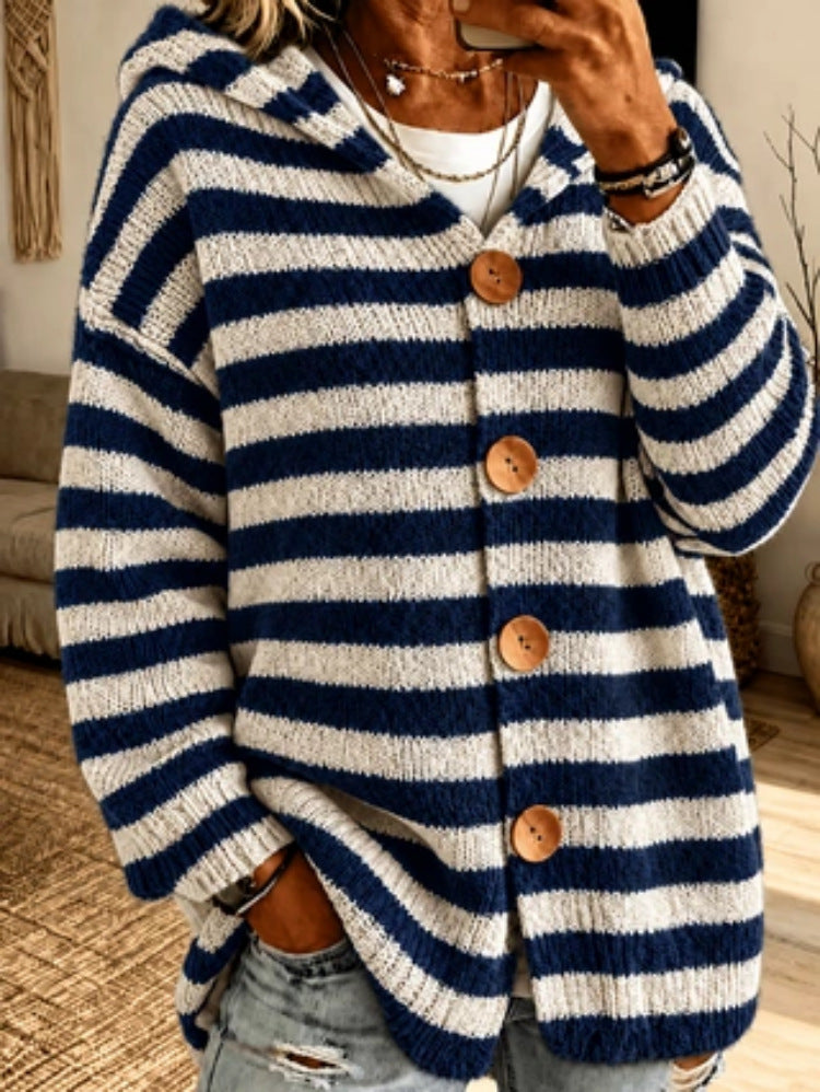 Women's Striped Knit Sweater - Soft Casual Everyday Layer