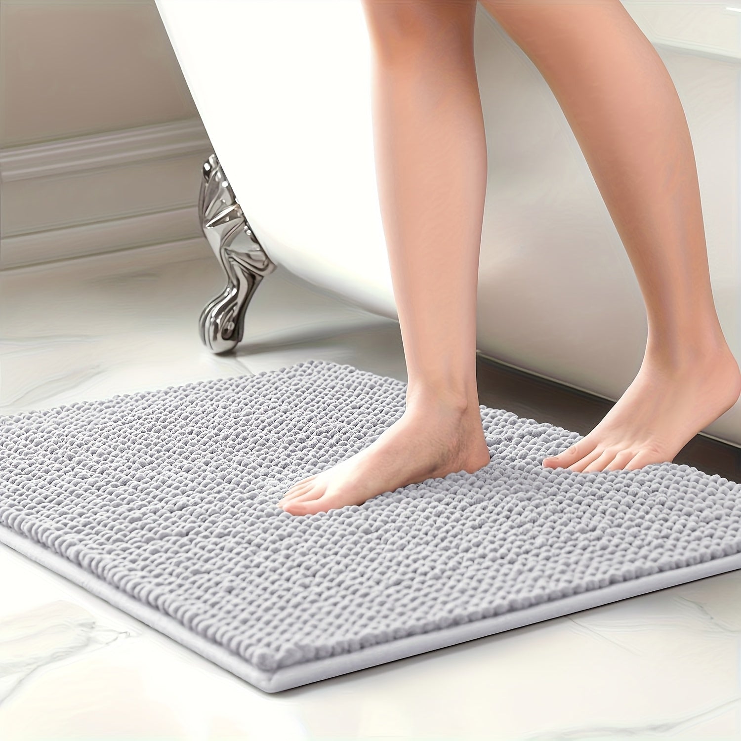 Soft Chenille Bathroom Mat – Plush Absorbent Non-Slip Quick-Dry Rug