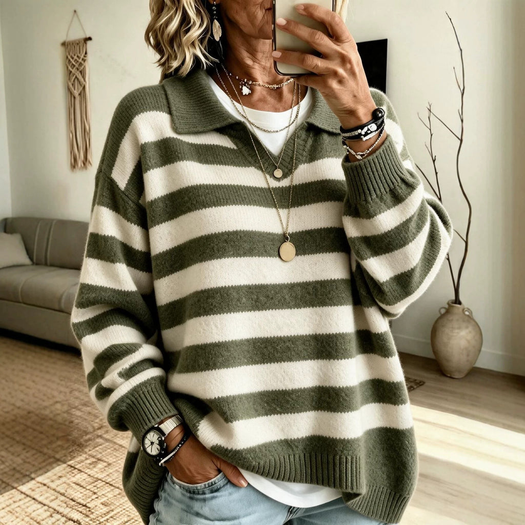 Navy-Style Color-Block Sweater - Soft and Structured