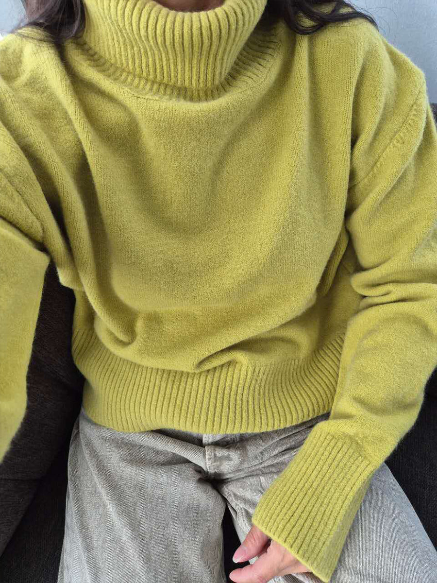 Women’s Solid Color Loose-Fit Knit Sweater – Cozy Casual Everyday Style