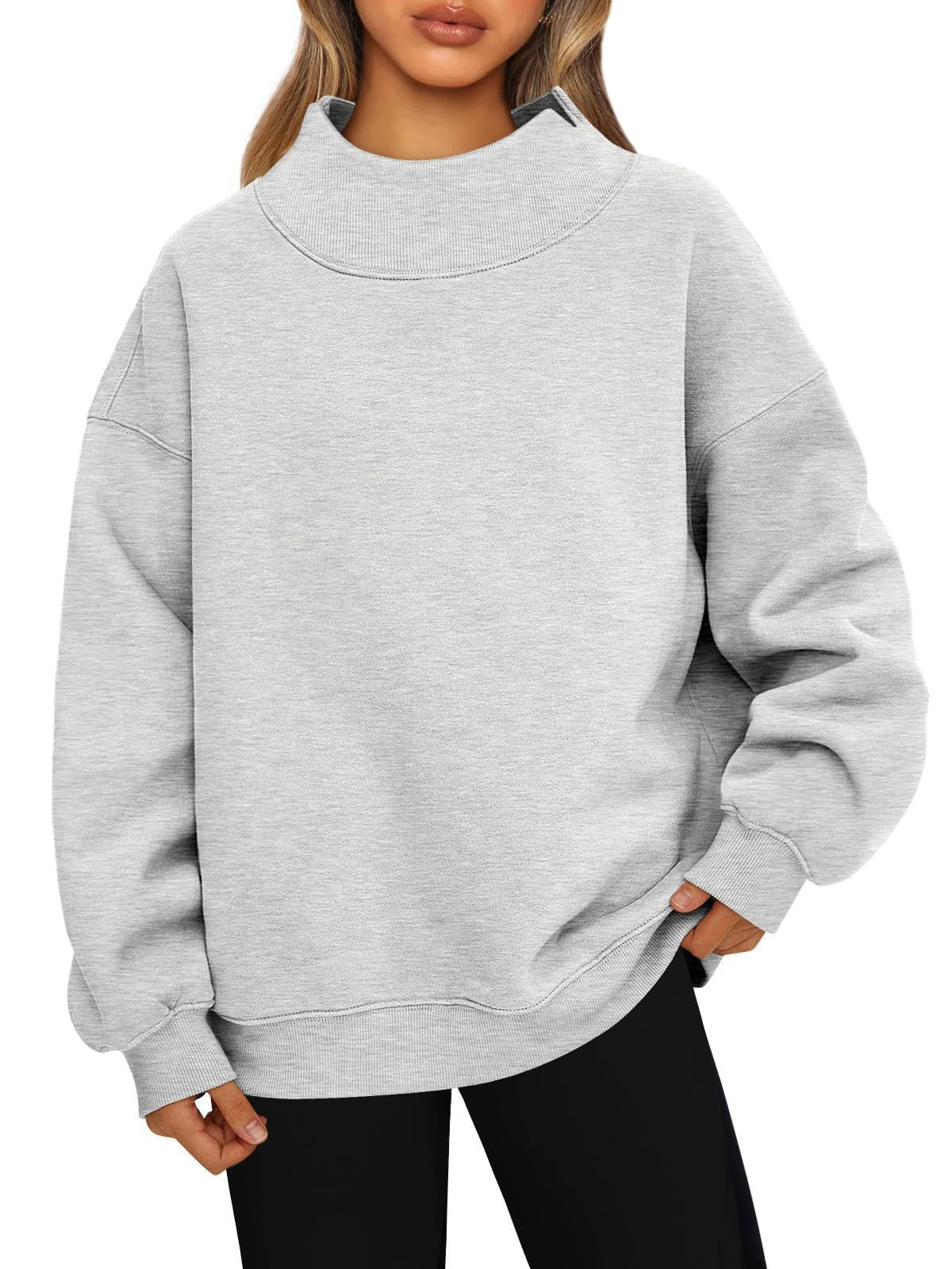 Women’s Relaxed-Fit Mock Neck Sweatshirt – Cozy Casual Pullover Style