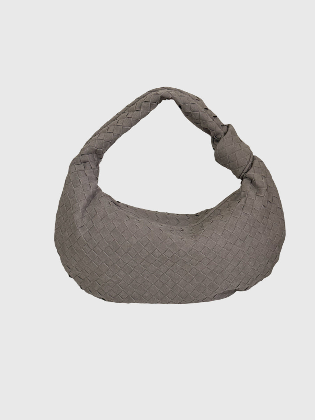 Women’s Medium Suede Woven Bag – Elegant Knotted Chic Style