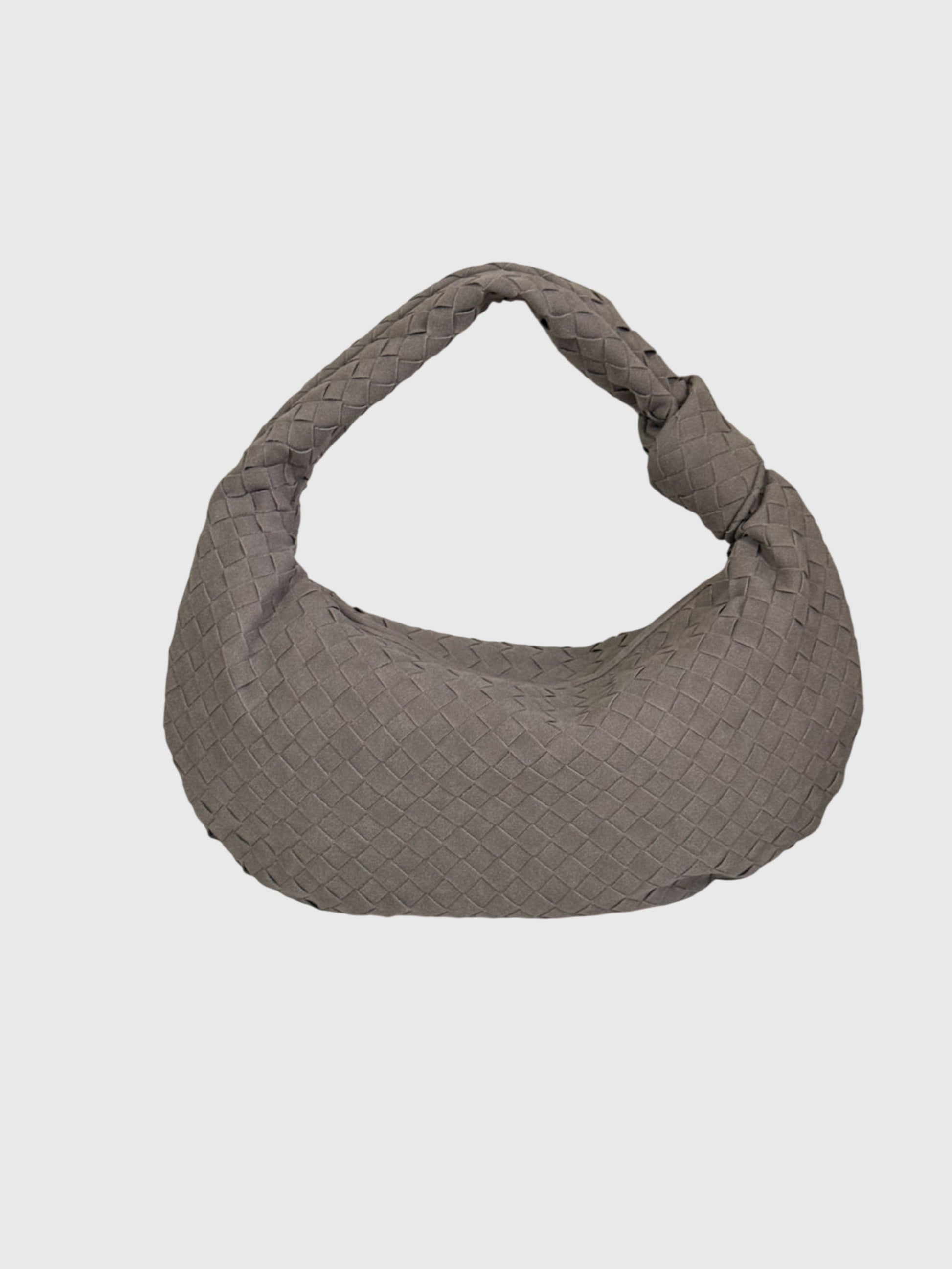 Women’s Medium Suede Woven Bag – Elegant Knotted Chic Style
