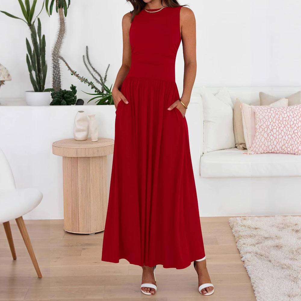 Women's Pocket Maxi Dress - Relaxed Long Skirt Day Style