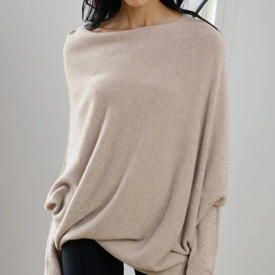 Women's Oversized Draped Crew Neck Sweater