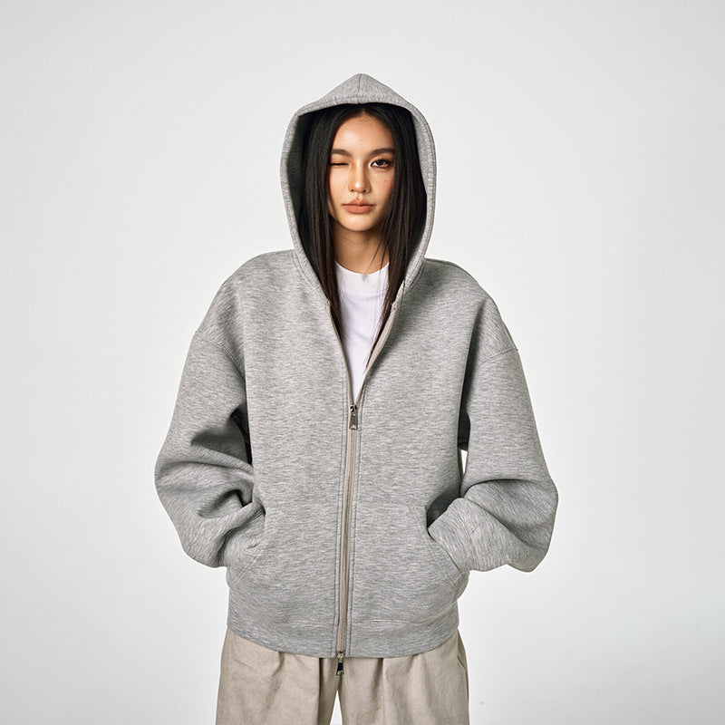 Unisex Retro Oversized Hoodie – Loose Casual Zip-Up Sweatshirt