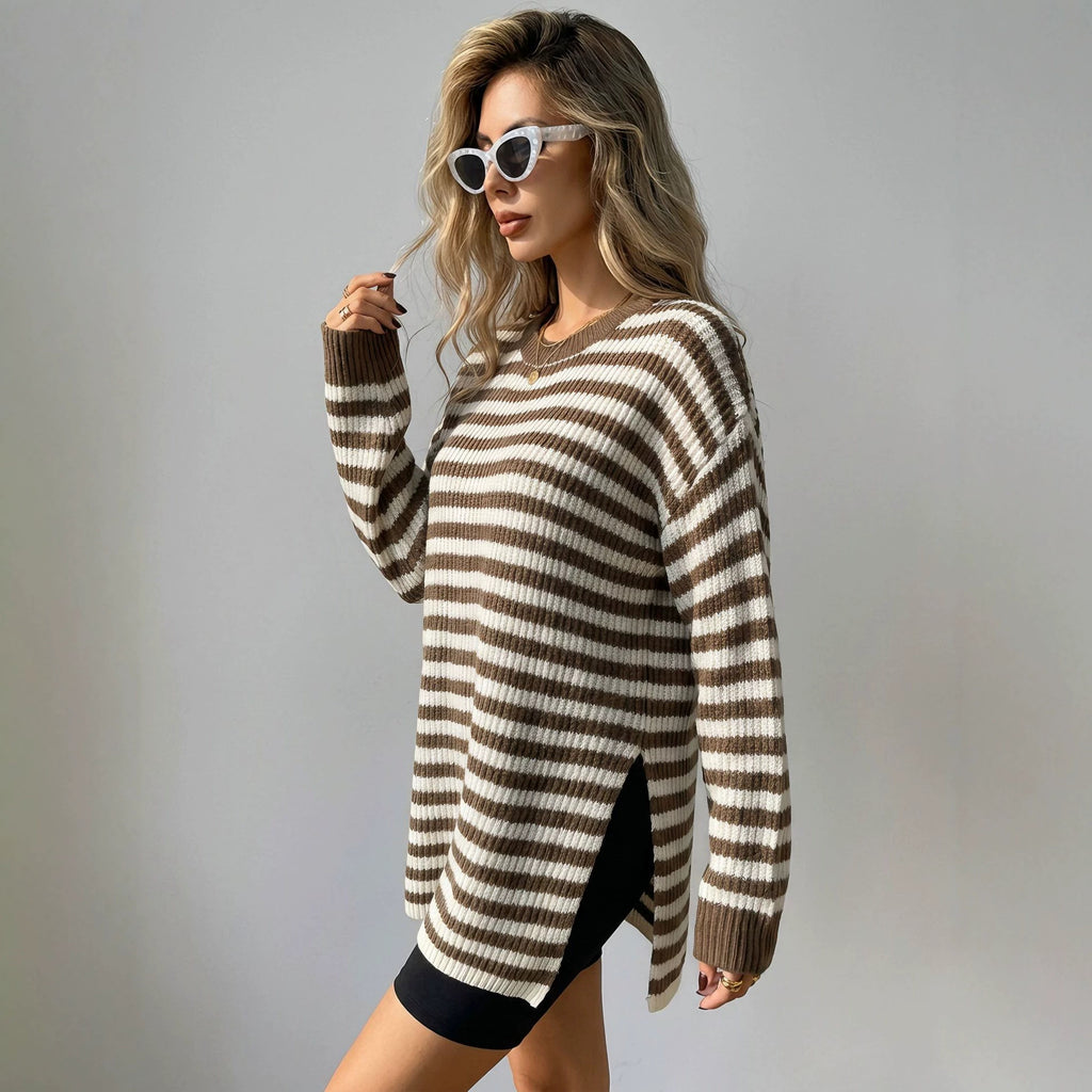 Striped Drop-Shoulder Sweater - Soft and Casual