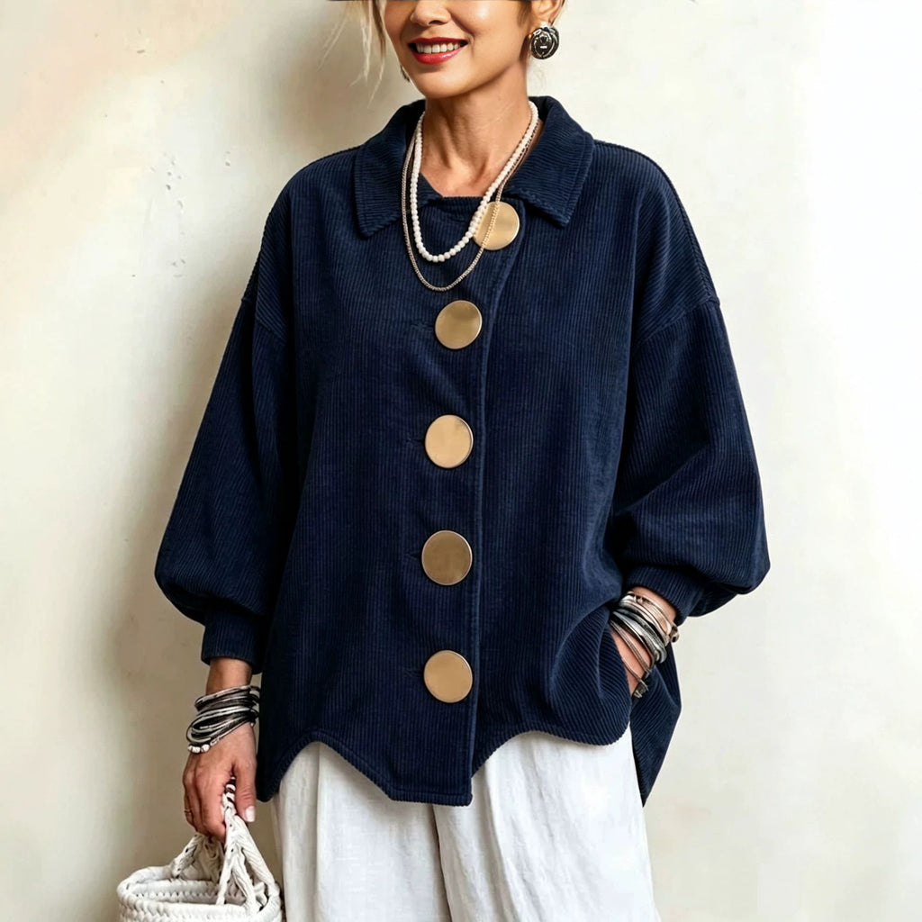 Corduroy Metal-Button Jacket - Relaxed and Structured