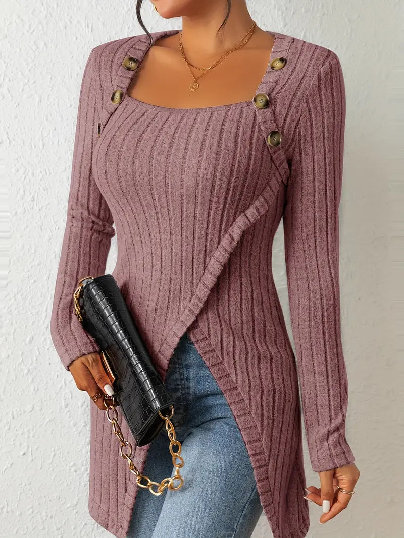 Women's One Shoulder Ribbed Top - Fitted Modern Daywear Essential