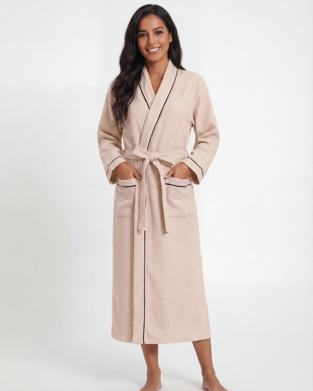 Women’s Thin Cotton Bathrobe – Long Absorbent Shower Robe Comfortable Fit