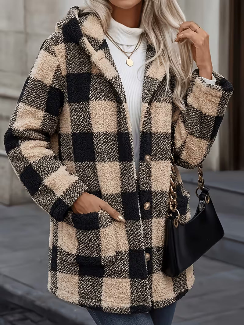 Retro Plaid Pocket Coat - Warm and Casual