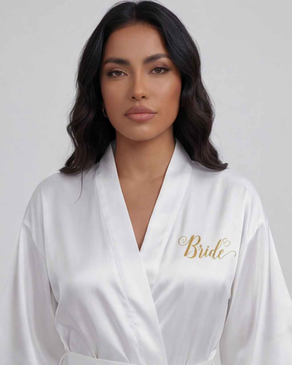 Women’s Satin Kimono Robe – Short Silk Sleepwear for Bride and Bridal Team