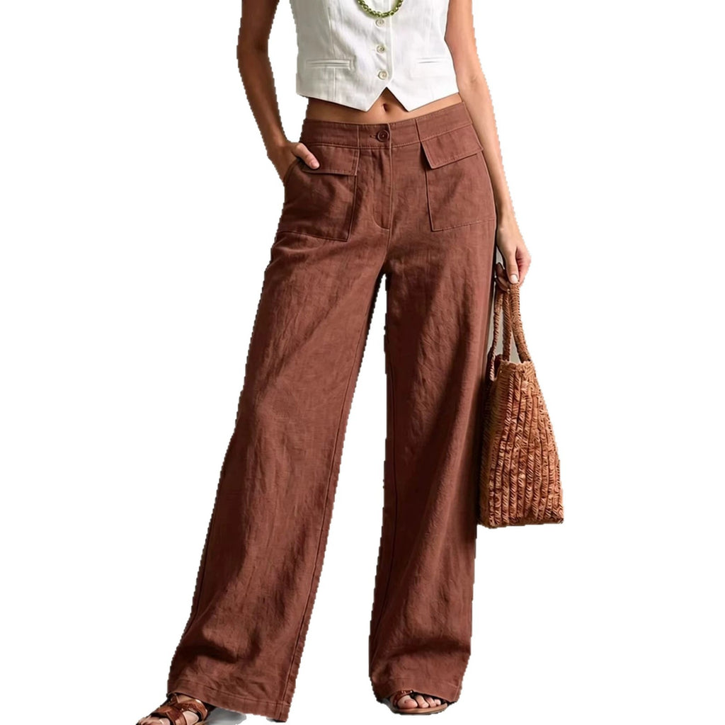 Women's Loose Elastic-Waist Trousers - Casual Wide Leg Everyday Pants