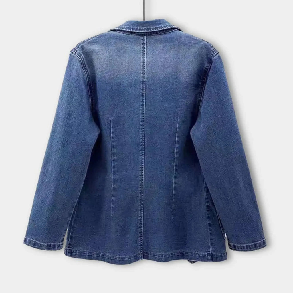 Women's Denim Blazer Jacket - Modern Tailored Casual Layer