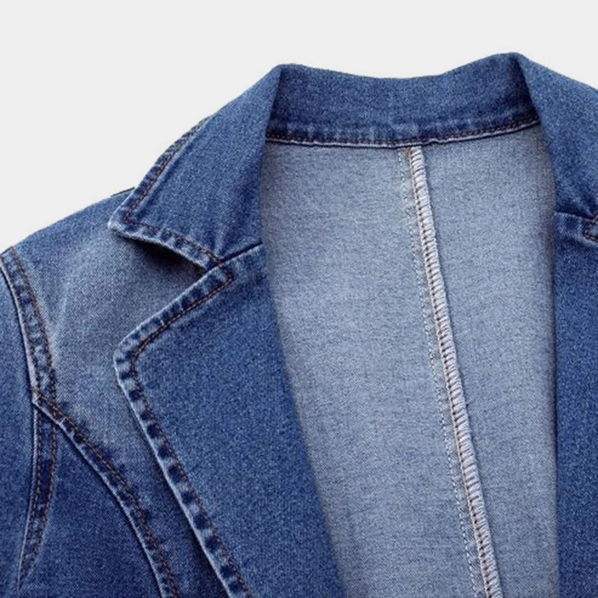 Women's Denim Blazer Jacket - Modern Tailored Casual Layer