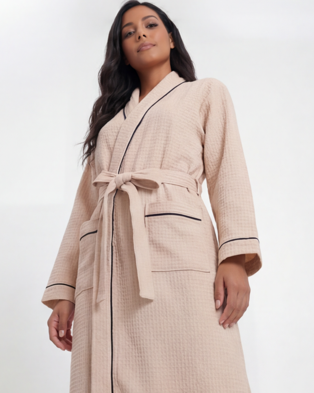 Women’s Thin Cotton Bathrobe – Long Absorbent Shower Robe Comfortable Fit