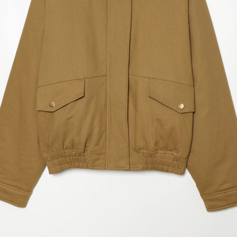 Women's Casual Cotton Jacket - Notched Lapel Utility Layer