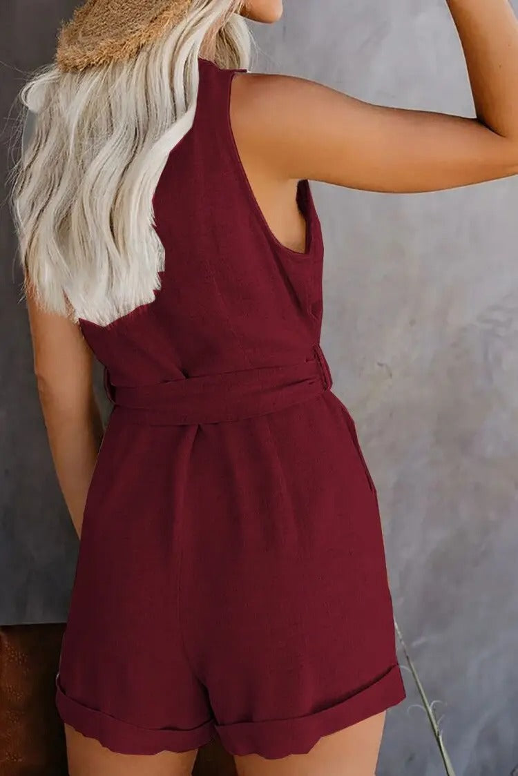 Women's Short Jumpsuit with Pockets - Casual Summer One Piece