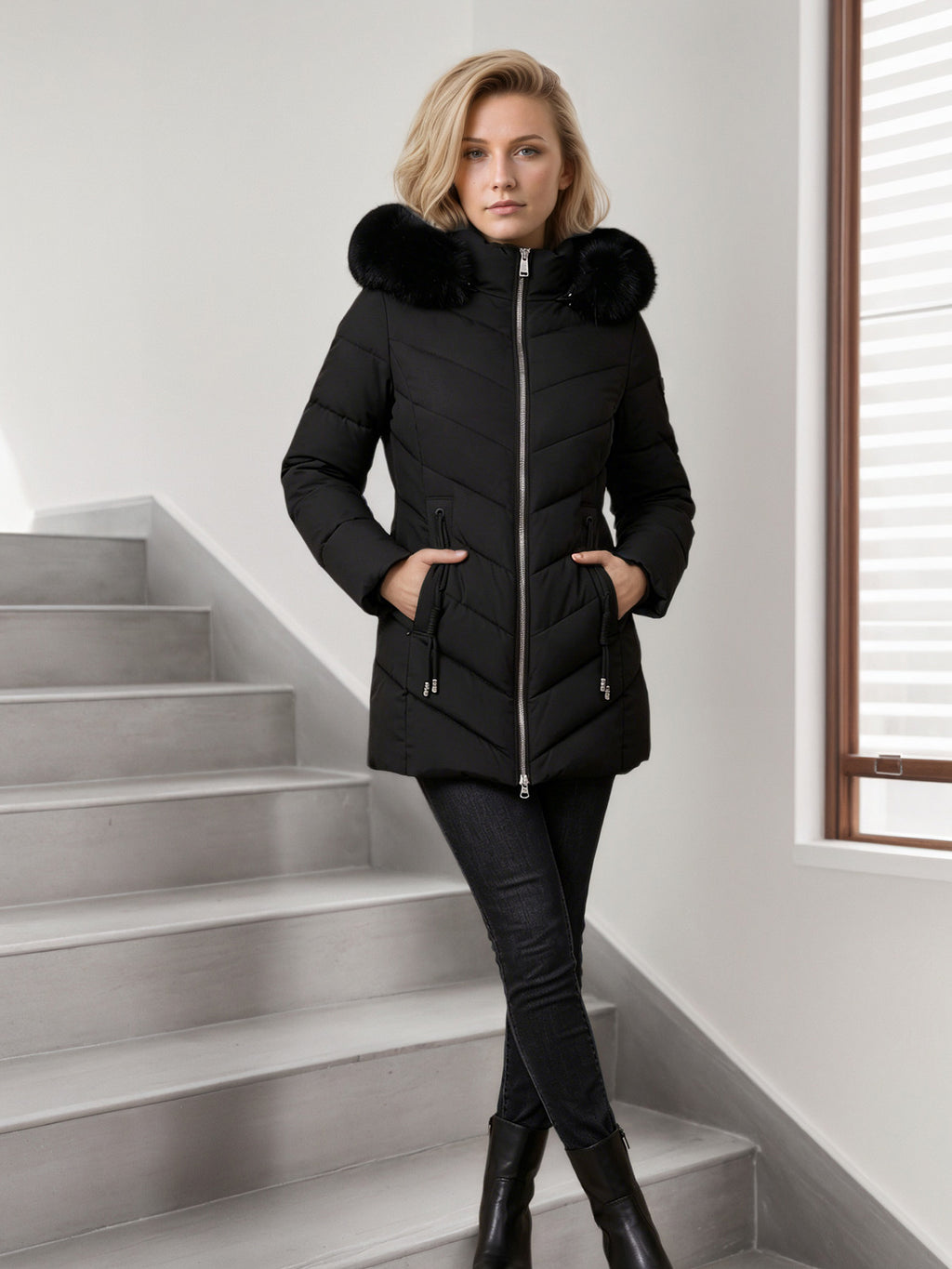 Slim-Fit Hooded Down Jacket - Warm and Versatile