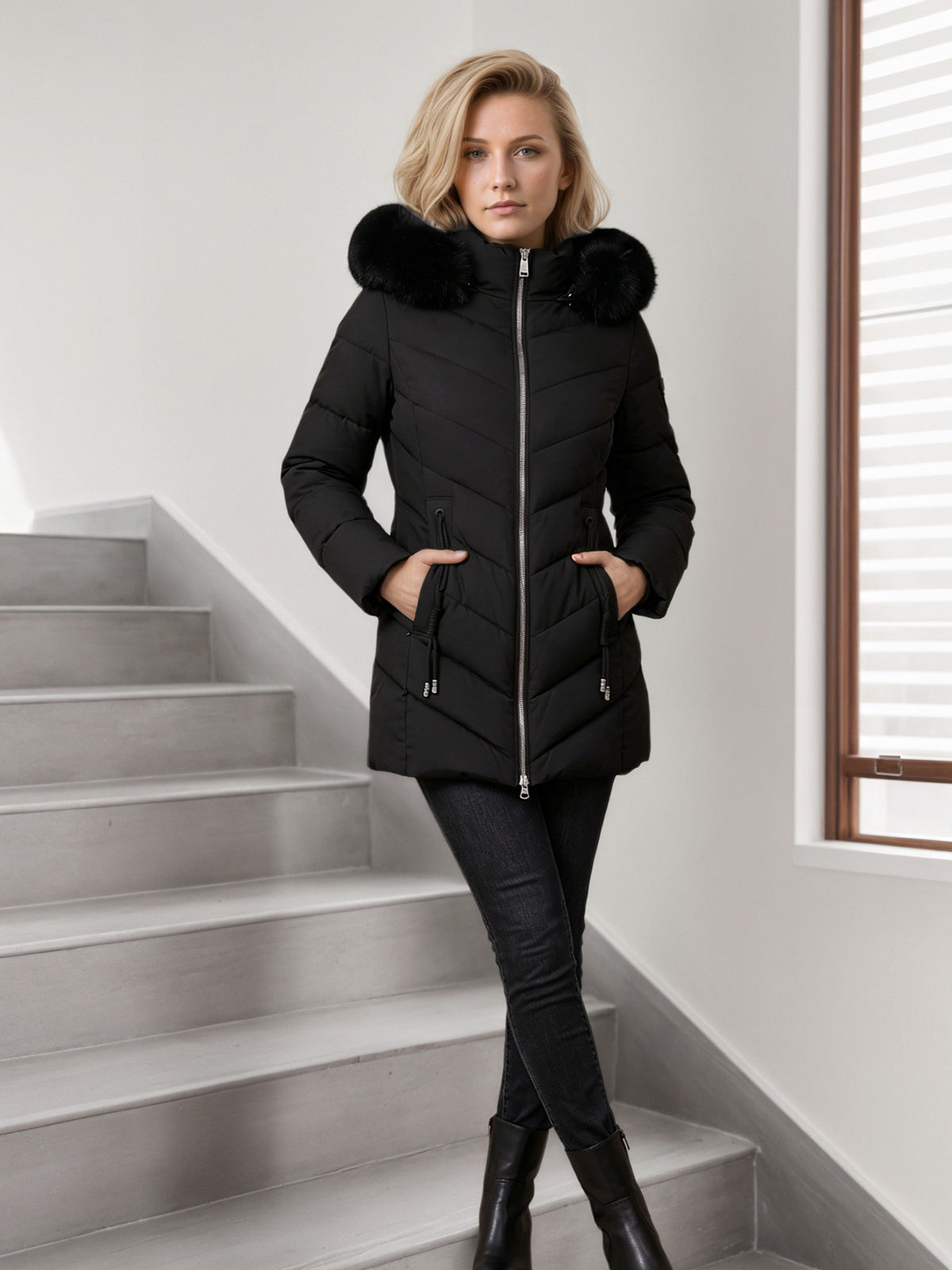 Slim-Fit Hooded Down Jacket - Warm and Versatile