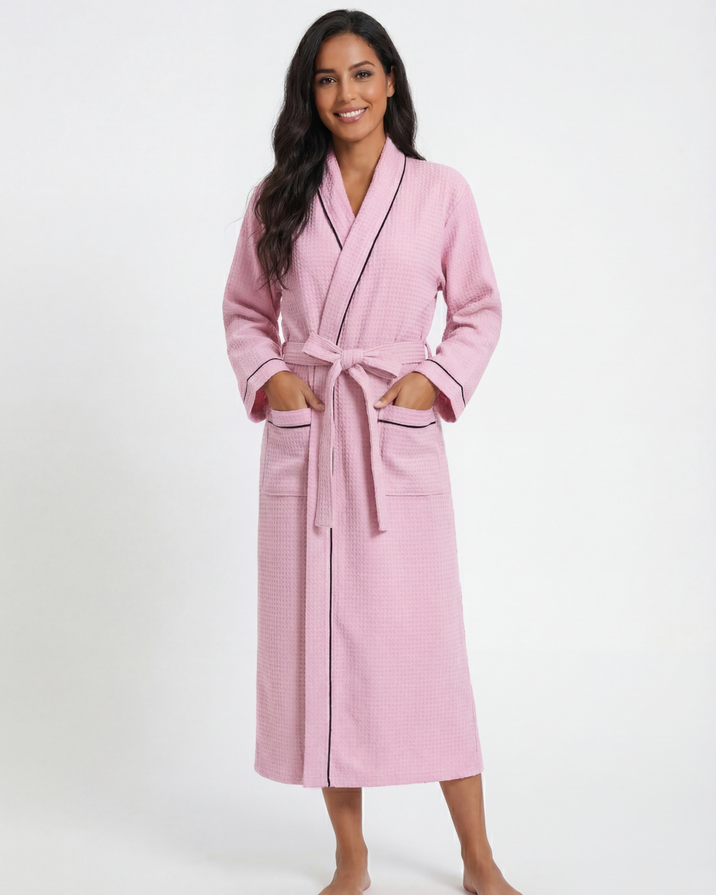 Women’s Thin Cotton Bathrobe – Long Absorbent Shower Robe Comfortable Fit
