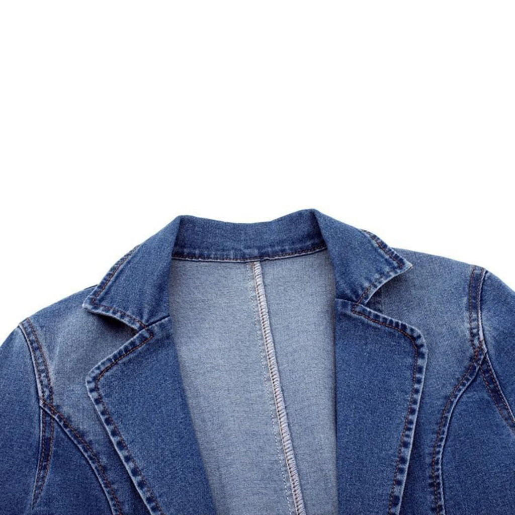 Women's Denim Blazer Jacket - Modern Tailored Casual Layer