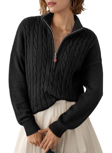 Retro Half-Zip Sweater Top - Loose and Casual