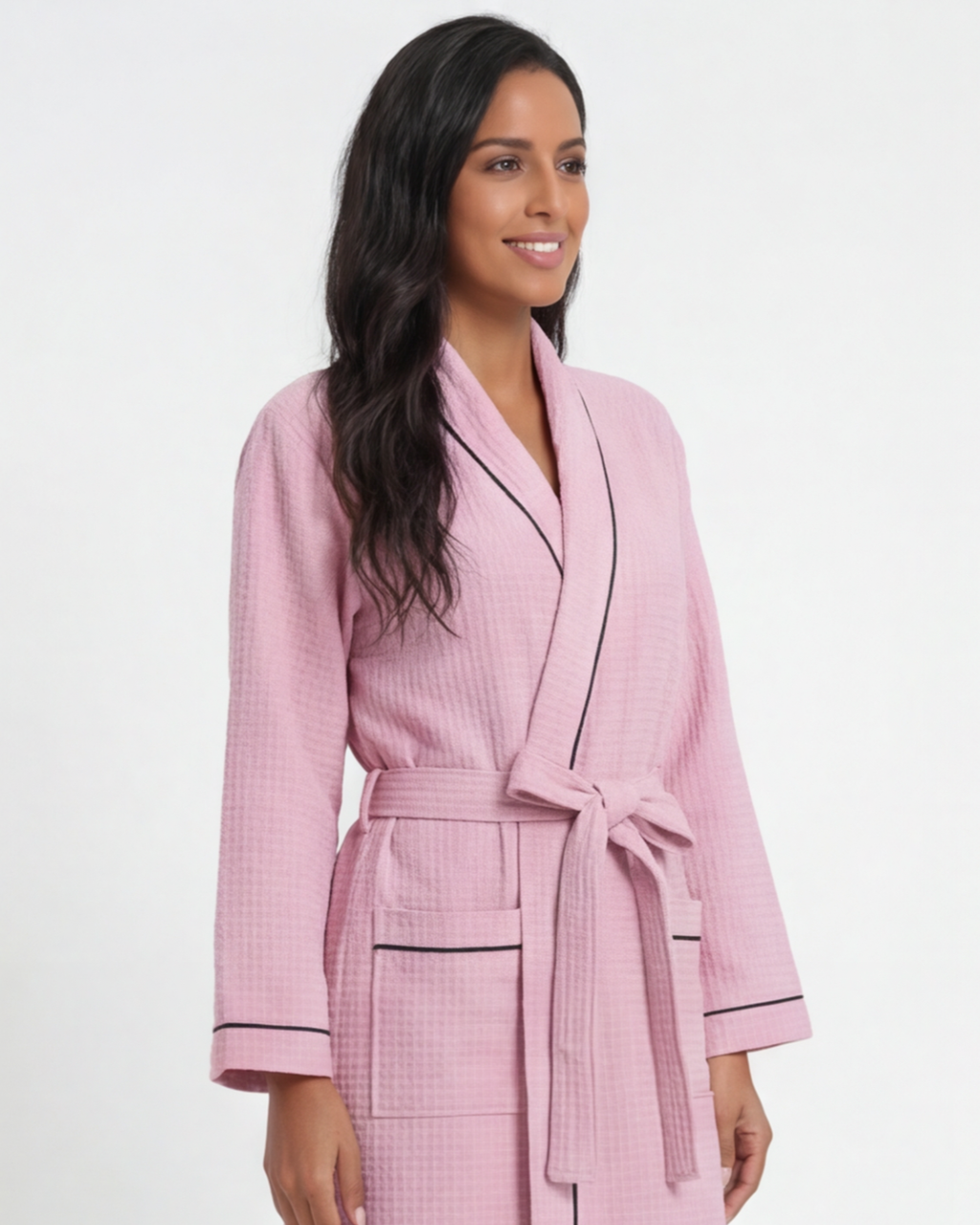 Women’s Thin Cotton Bathrobe – Long Absorbent Shower Robe Comfortable Fit