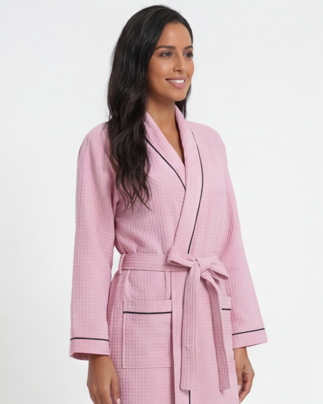Women’s Thin Cotton Bathrobe – Long Absorbent Shower Robe Comfortable Fit