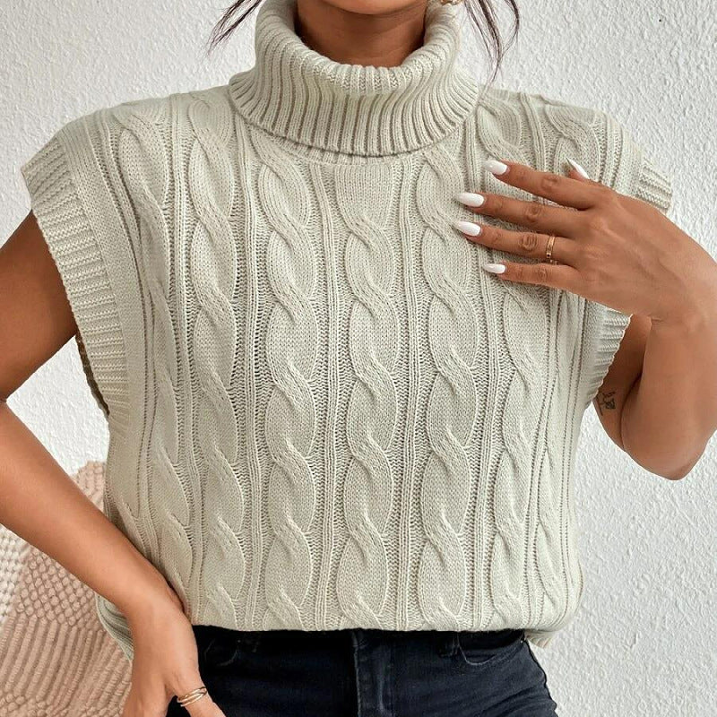 Women’s High-Neck Sleeveless Knit Vest - Soft and Versatile