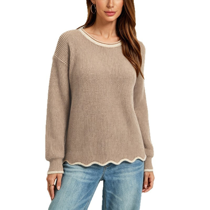 Women's Loose Fit Round Neck Knit Sweater - Soft Everyday Casual Layer