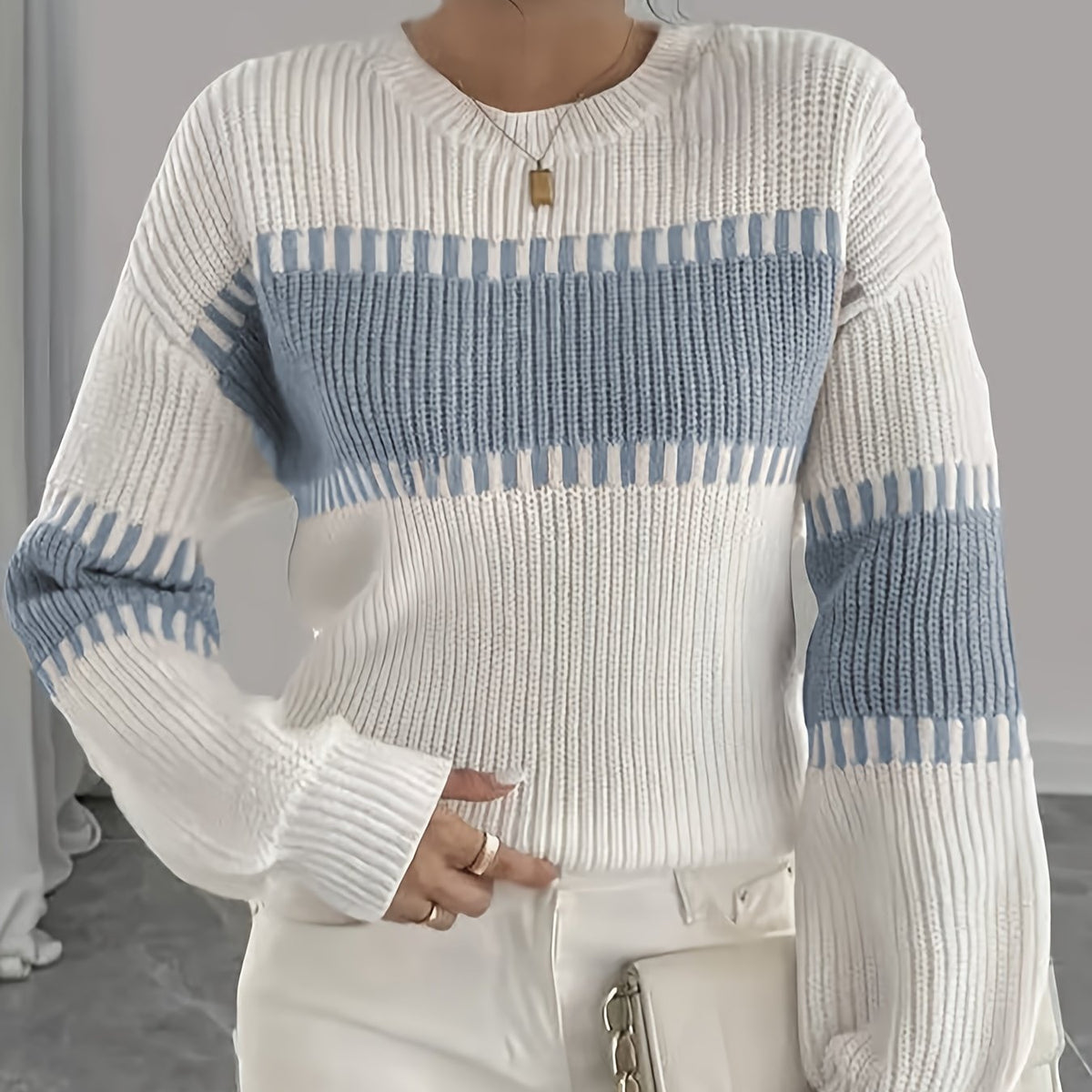 Women’s Colorblock Striped Sweater – Soft Casual Knit